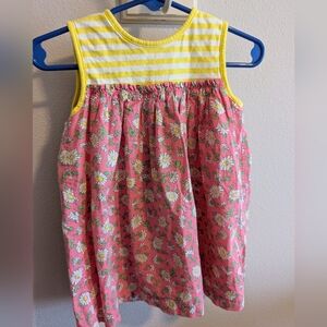 Baby Boden Girls Dress 6-12 Months Pink Floral Yellow Summer Spring Casual EUC